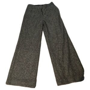 Express Monochrome Herringbone Wide-Leg Pants
